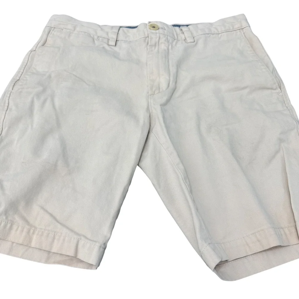 Banana Republic Aiden Short Mens 30 Beige Cotton Twill Flat Front Chino Shorts